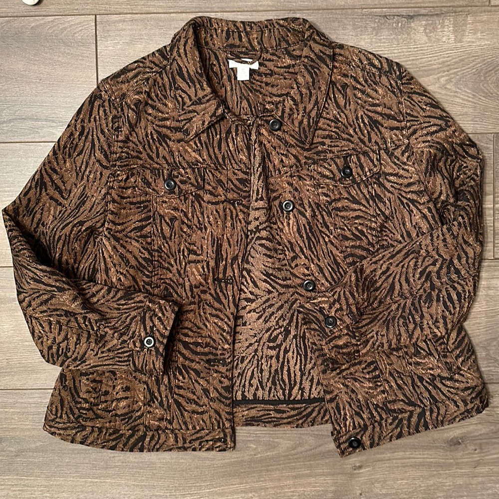 Charter Club Brown Zebra Pattern Jacket